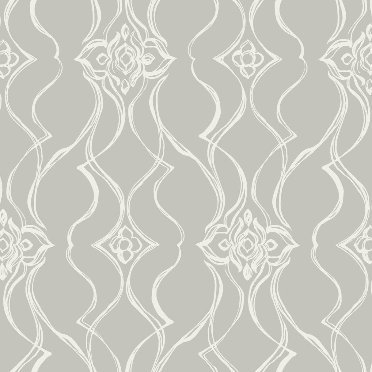 Candice Olson Pirouette Grey sketched damask wallpaper, 27 in x 27 ft roll