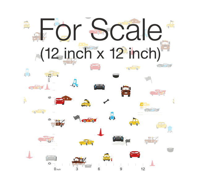 Disney & Pixar Cars Racing Spot White Wallpaper with Racing Motif - York DI0921
