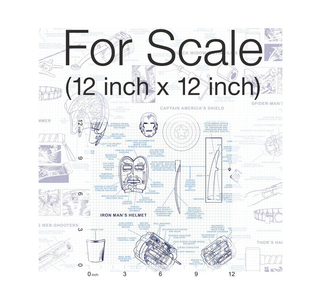 Marvels Heroes Schematics Blue Wallpaper with Blueprint Superhero Motif - York DI0935