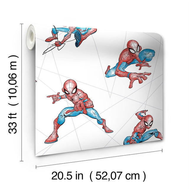 Spider-Man Fracture Blue & Grey Wallpaper with Comic Superhero Motif - York DI0939