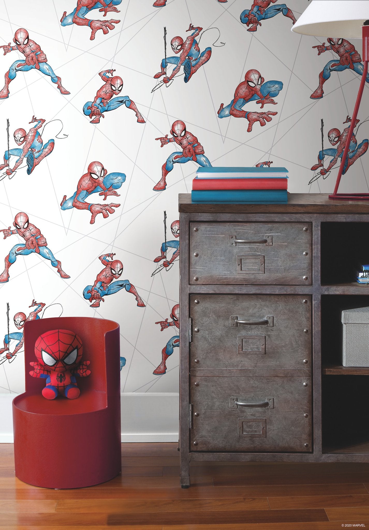 Spider-Man Fracture Blue & Grey Wallpaper with Comic Superhero Motif - York DI0939