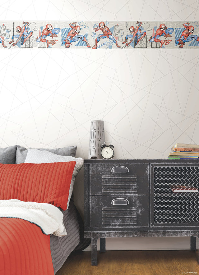 Spider-Man Fracture Grey Wallpaper with Abstract Web Line Pattern - York DI0941