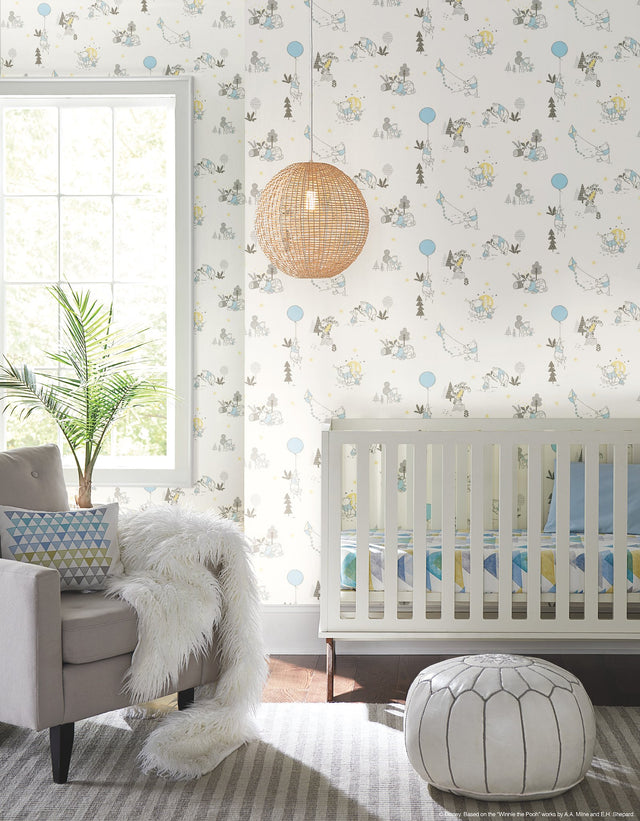 Disney Winnie the Pooh Playmates Yellow Wallpaper with Animal Motif - York DI0982