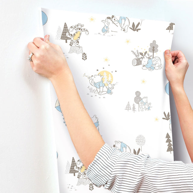Disney Winnie the Pooh Playmates Yellow Wallpaper with Animal Motif - York DI0982
