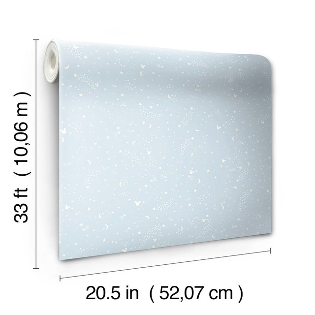 Disney Mickey Mouse Star Blue Wallpaper with Celestial Motif - York DI0985