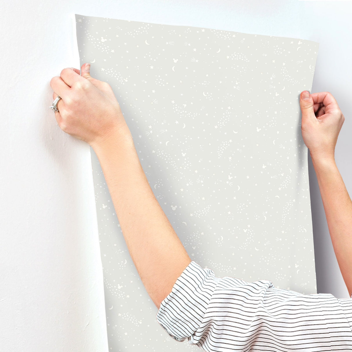 Disney Mickey Mouse Star Grey Wallpaper with Celestial Mickey Motif - York DI0987