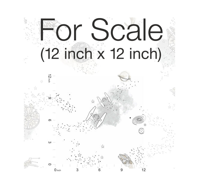 Star Wars: Good Night Galaxy Black & White Wallpaper with Kids Space Sketch Motif - York DI0997