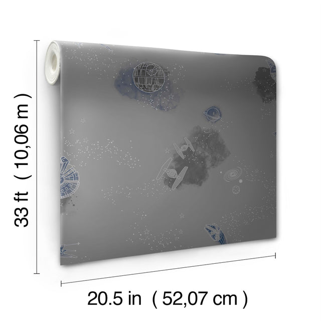 Star Wars: Good Night Galaxy Black Wallpaper with Space Ships Motif - York DI0999