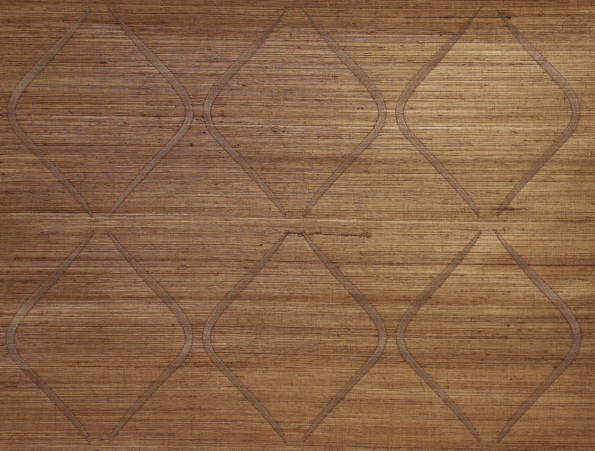 Marquise Gold Grasscloth Wallpaper with Diamond Motif - York DL2904