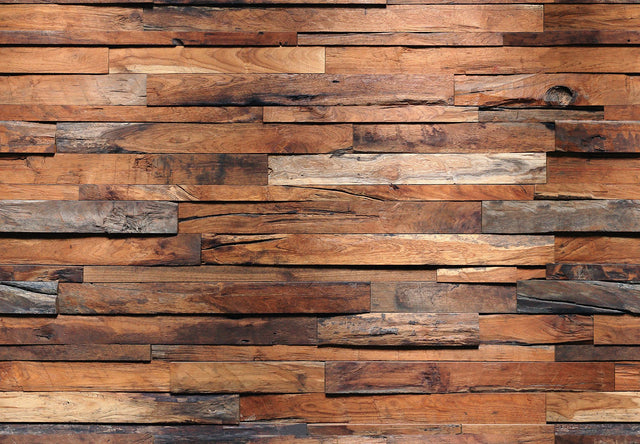 Reclaimed Wood Wall Mural Brown Faux Effects - Wizard & Genius WG150