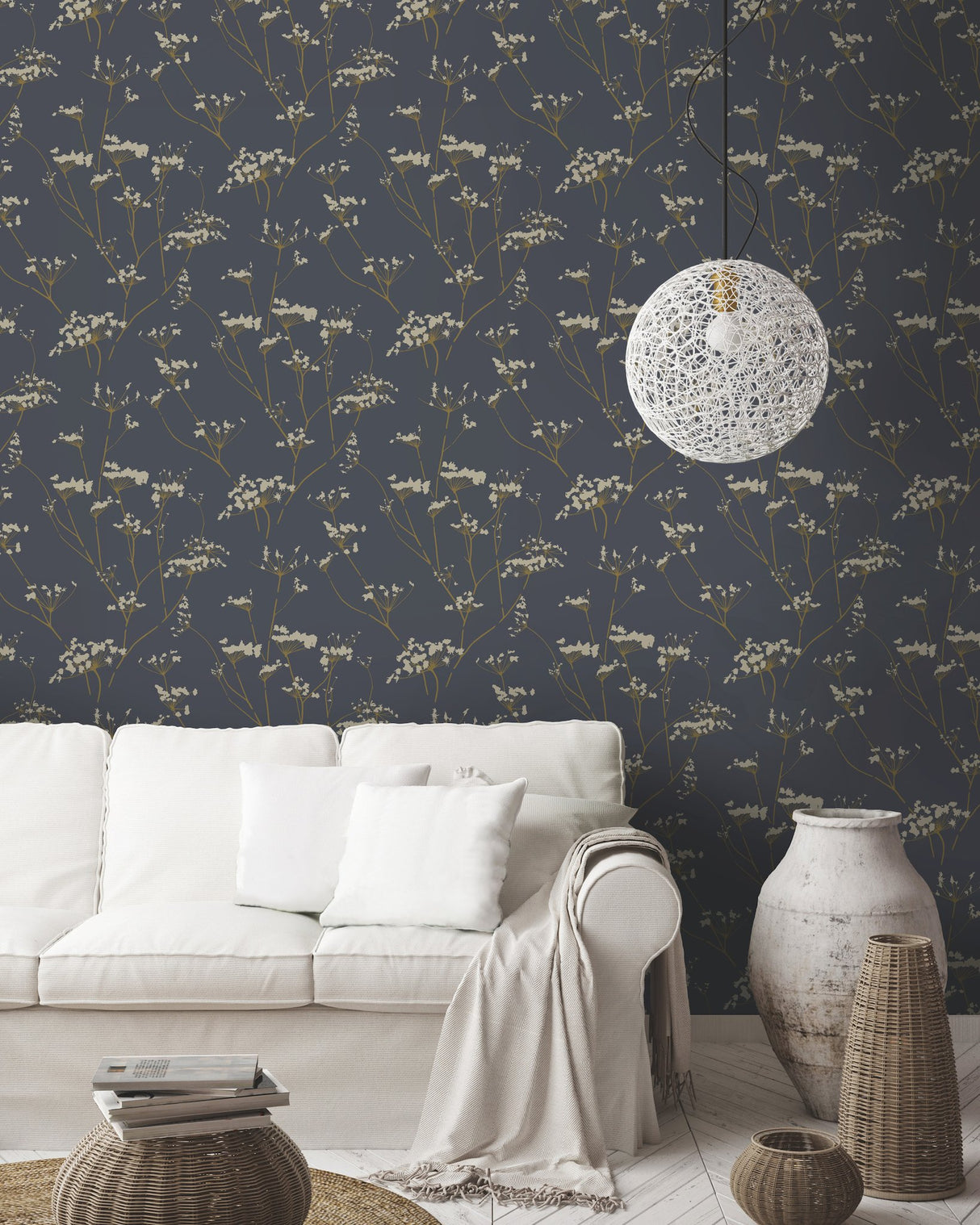 Enchanted Blue Botanical Non Woven Wallpaper Candice Olson Design for York DN3709