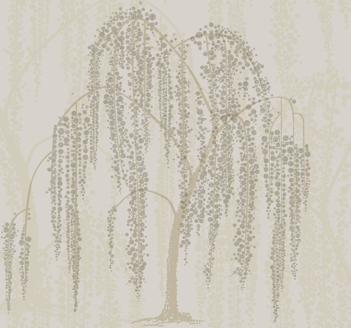 Willow Glow Light Taupe Wallpaper with Bohemian Willow Tree Motif - York DT5064
