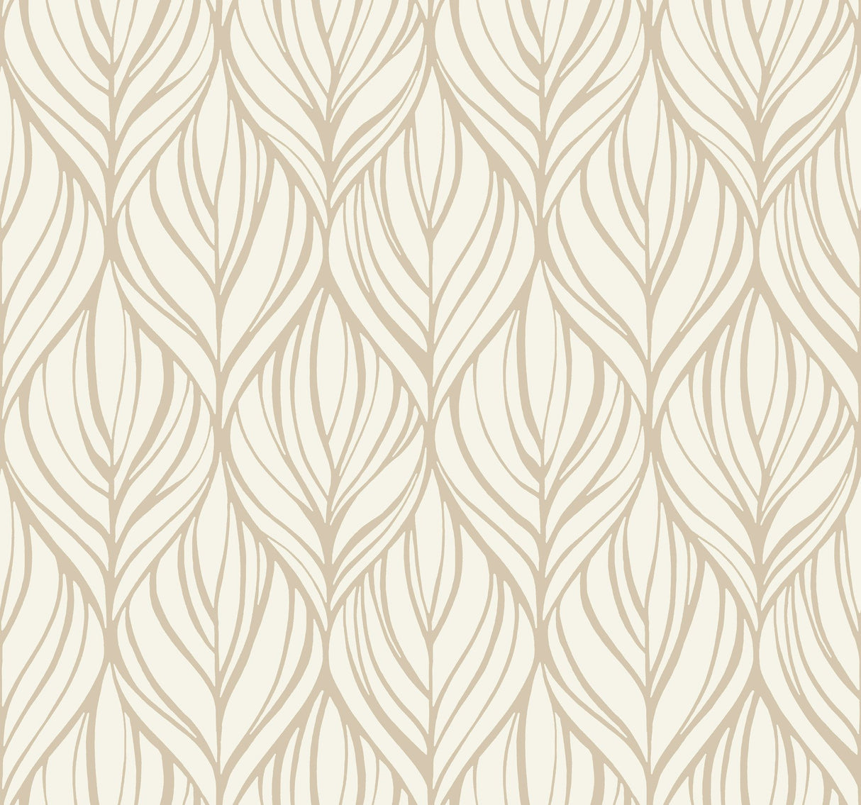 Palma White & Gold Wallpaper with Handcrafted Woodblock Leaf Motif - York DT5081