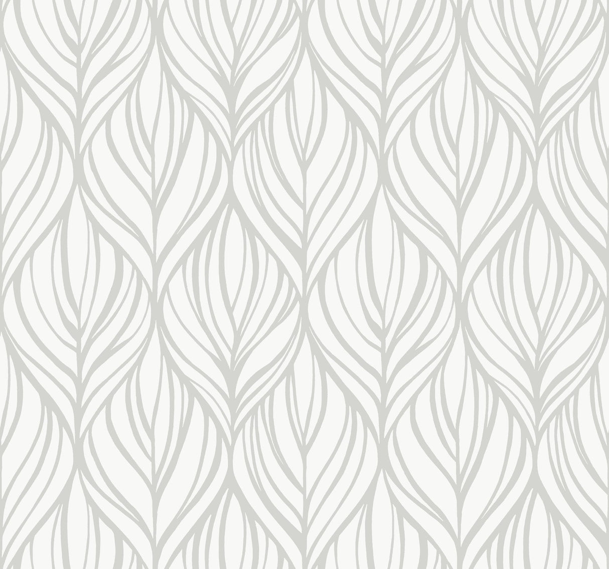Palma White & Silver Wallpaper with Botanical Woodblock Leaf Motif - York DT5084