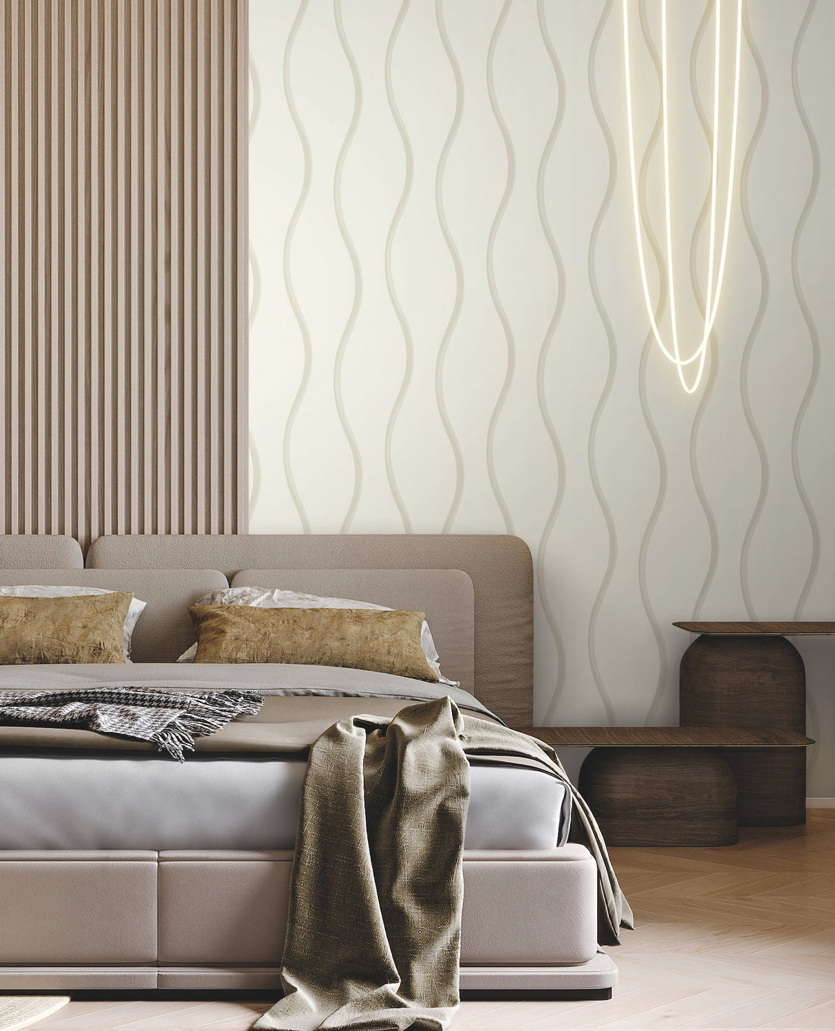 Unfurl Off White Wallpaper with Wavy Textured Motif - York DT5112