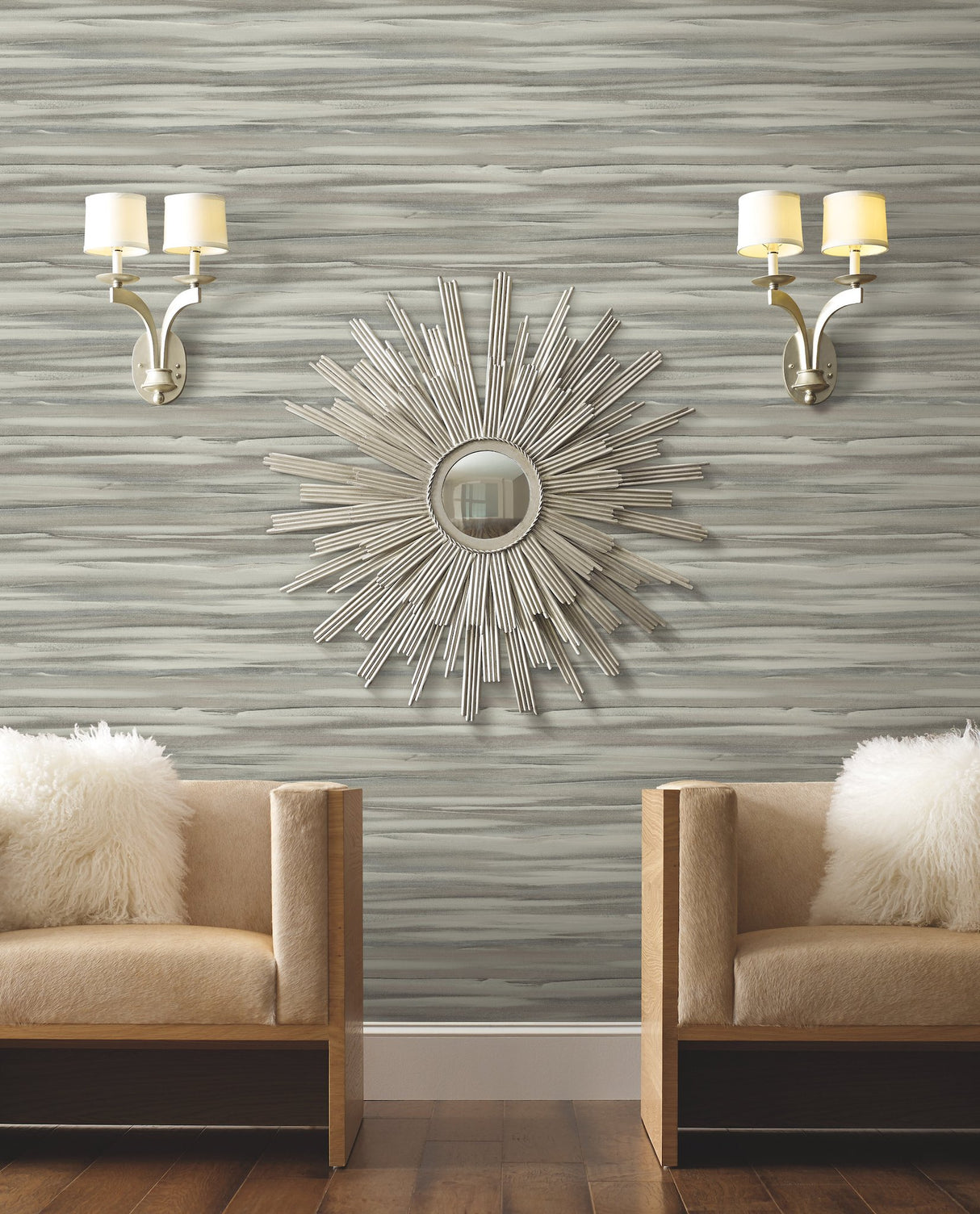 Sanctuary Grey Wallpaper with Striped Watercolor Effect - York DT5123