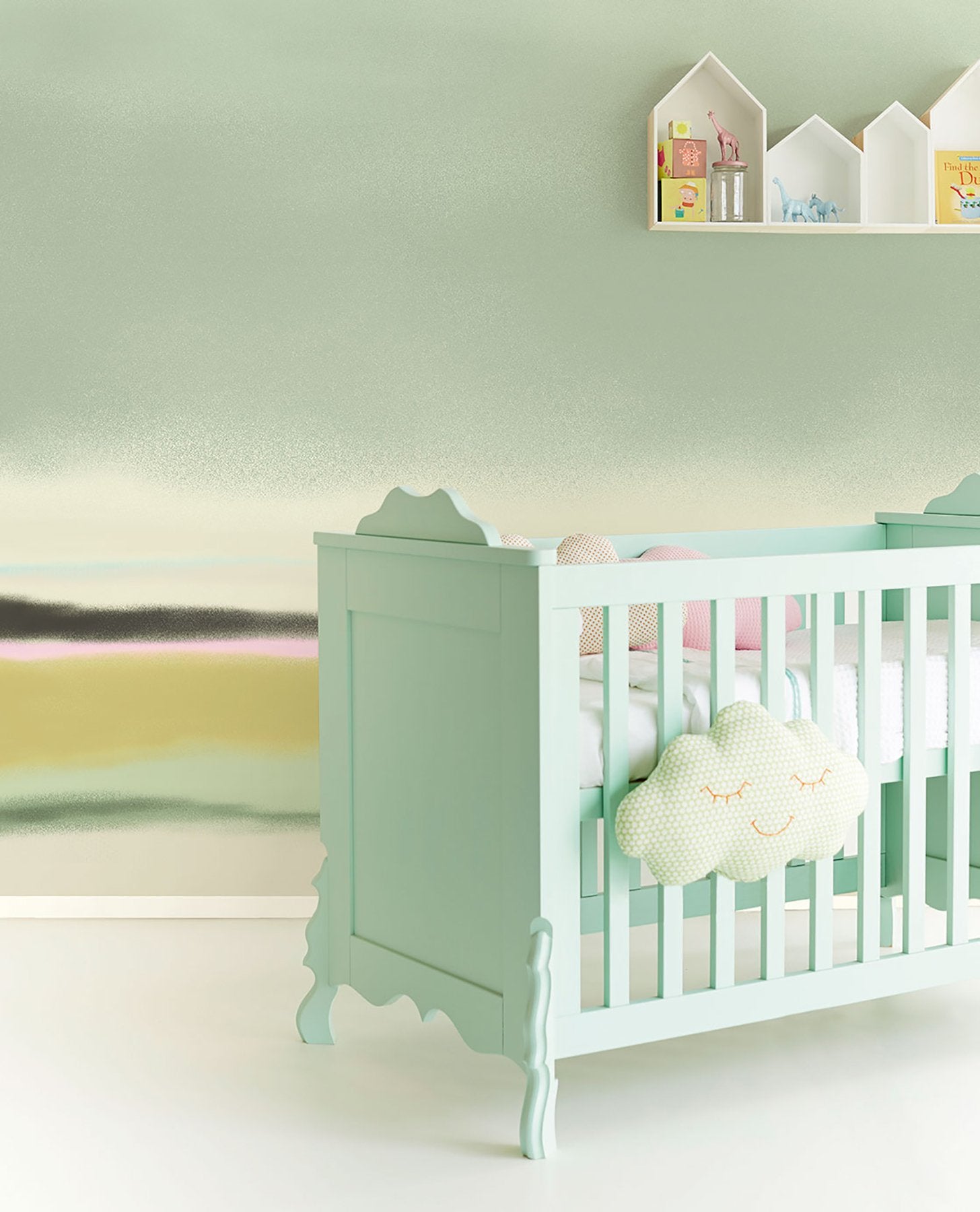 Green Watercolor Wash Ombre Wall Mural in Sage - Eijffinger EJ318071