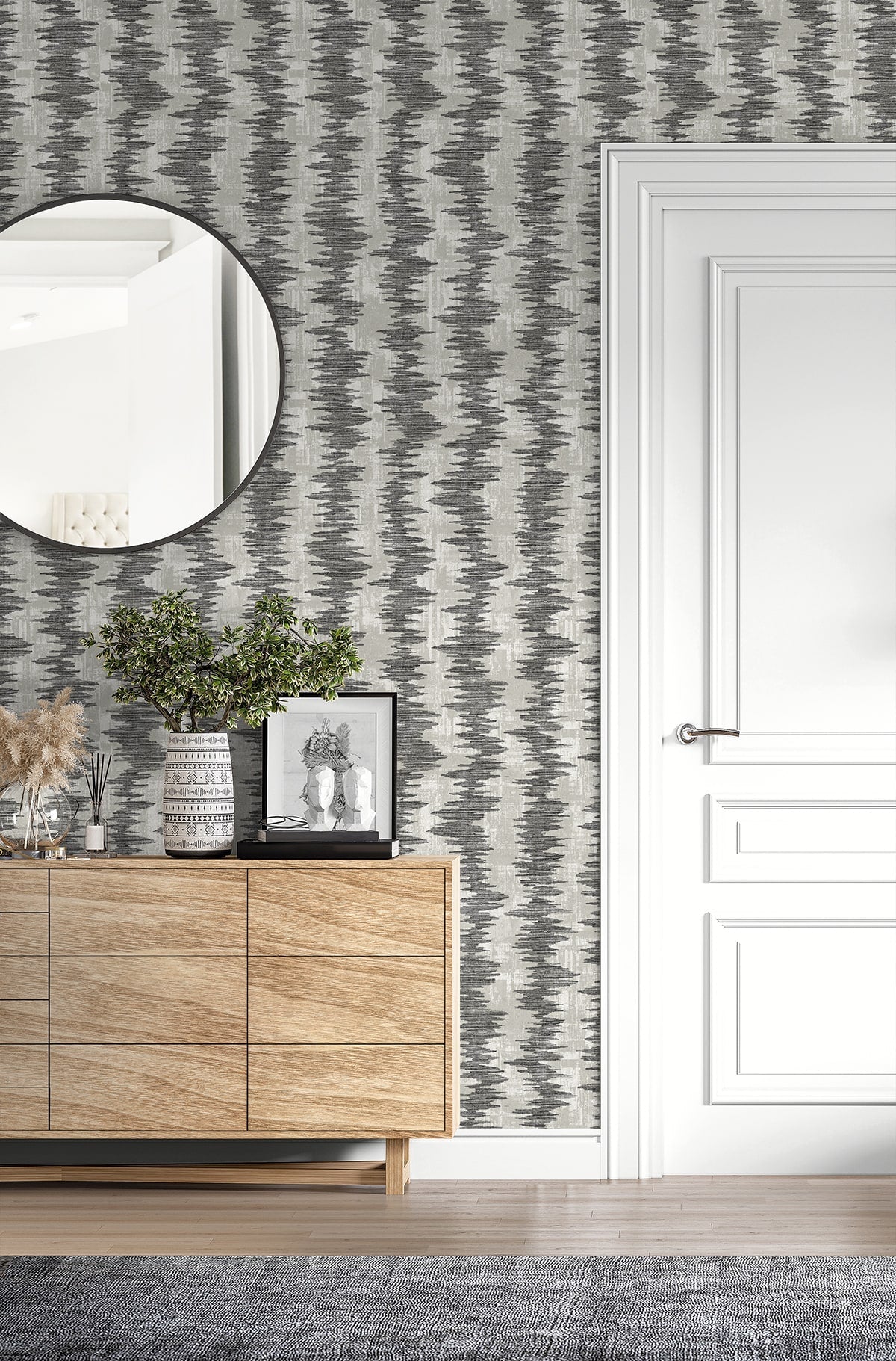 Noctara Etch by Neutral Elements Metallic Striped Wallpaper – Seabrook Designs EL20200