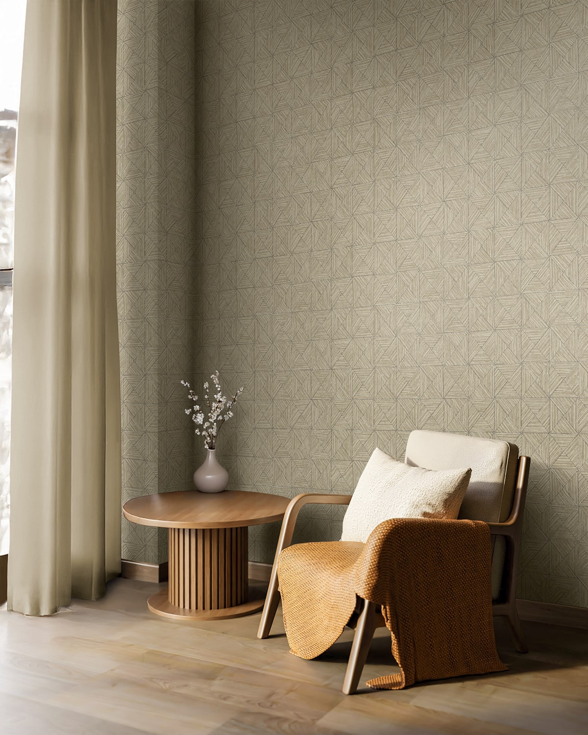 Lunoria Burlap by Neutral Elements Geometric Wallpaper- Seabrook Designs EL20507