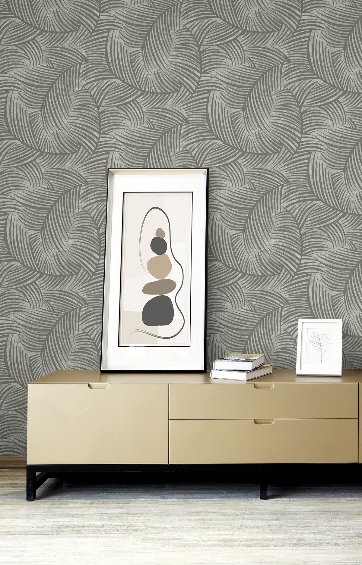 Zephyra Palms Cement by Neutral Elements Botanical Palm Wallpaper- Seabrook Designs EL20610