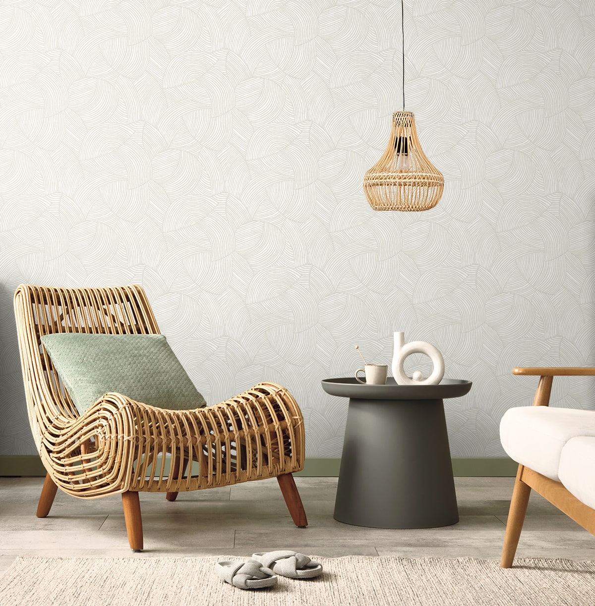 Stellara Vanilla Chai by Neutral Elements Geometric Wallpaper- Seabrook Designs EL21005