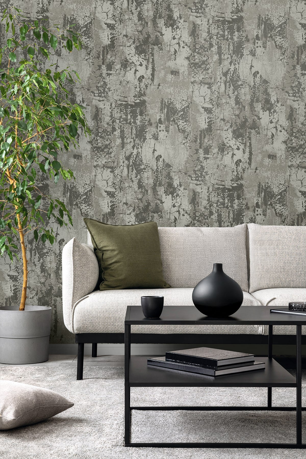 Nymera Shadow by Neutral Elements Metallic Faux Texture Wallpaper- Seabrook Designs EL21400