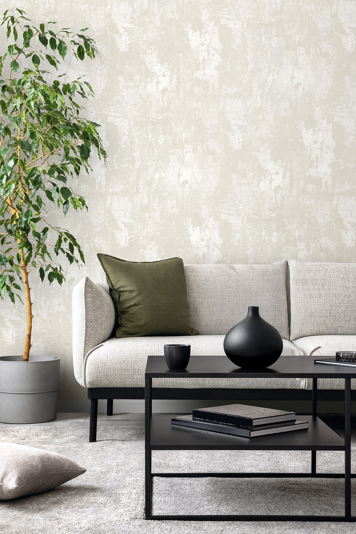 Nymera Moon by Neutral Elements Faux Plaster Texture Wallpaper- Seabrook Designs EL21407