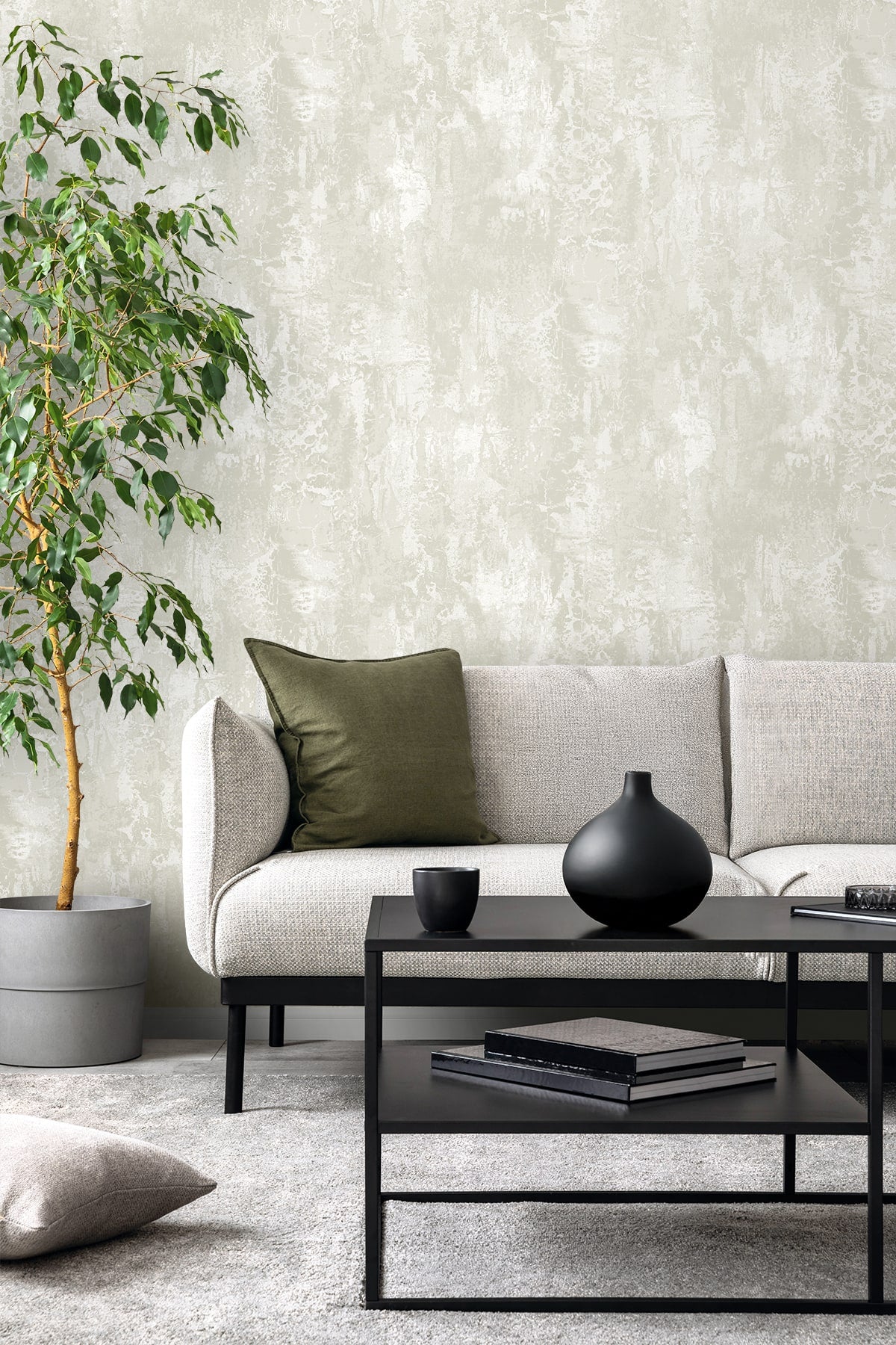 Nymera Snow by Neutral Elements Metallic Faux Texture Wallpaper- Seabrook Designs EL21420