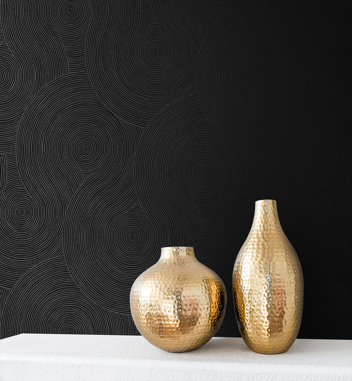 Swirl Geometric Ebony by Etten Prepasted Wallcoverings Prepasted Geometric Wallpaper – Etten Studios EP10700