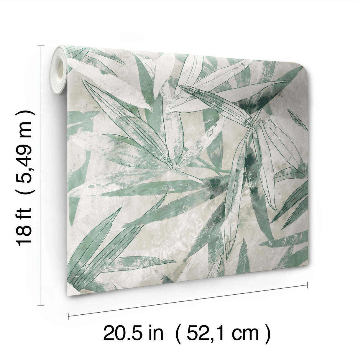 Bali Bamboo Jade Peel & Stick Wallpaper with Modern Botanical Leaf Pattern - NuWallpaper ESS6020