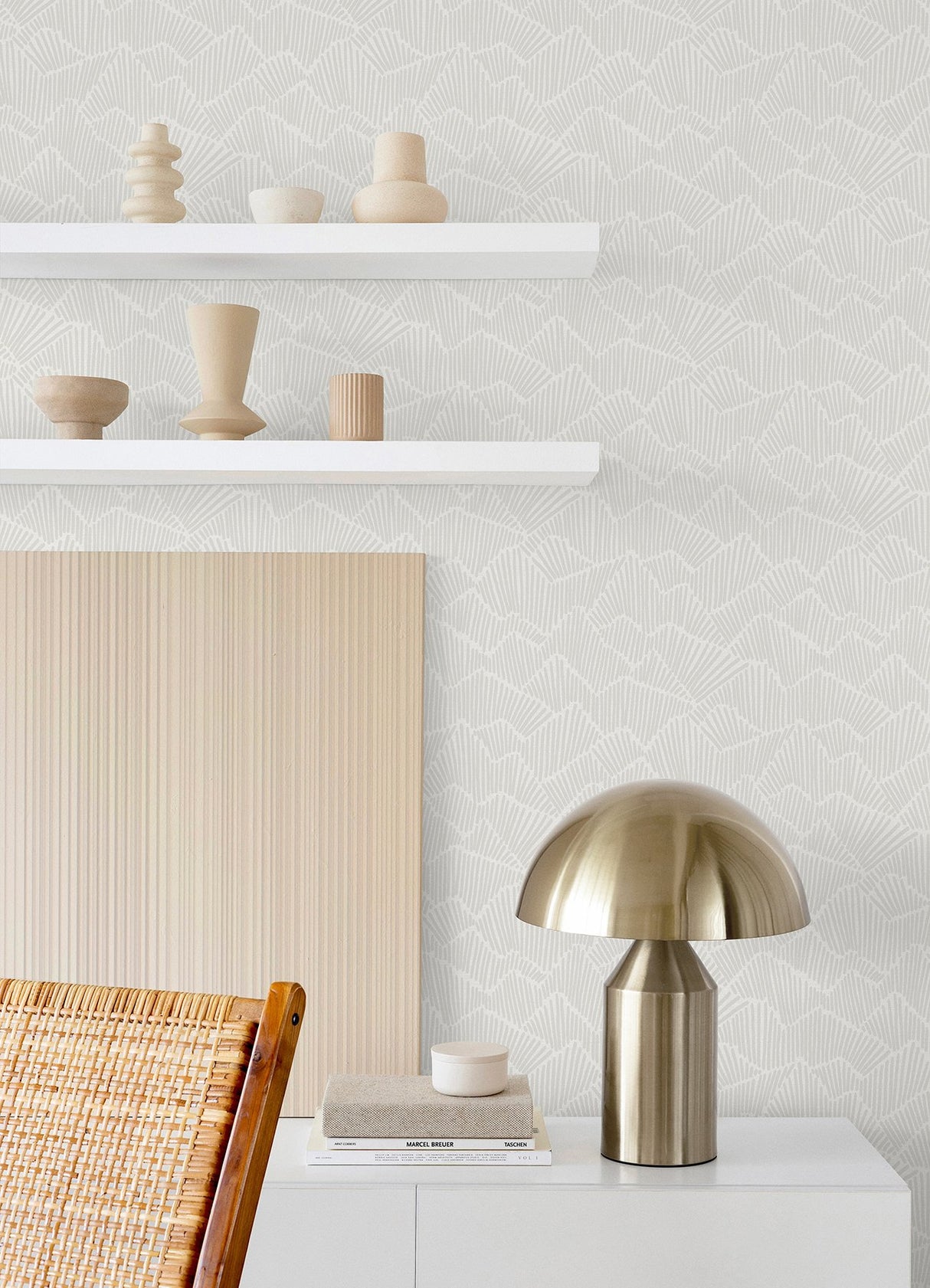 Ridge & Valley Grey Peel & Stick Wallpaper with Modern Geometric Abstract Pattern - NuWallpaper ESS6024