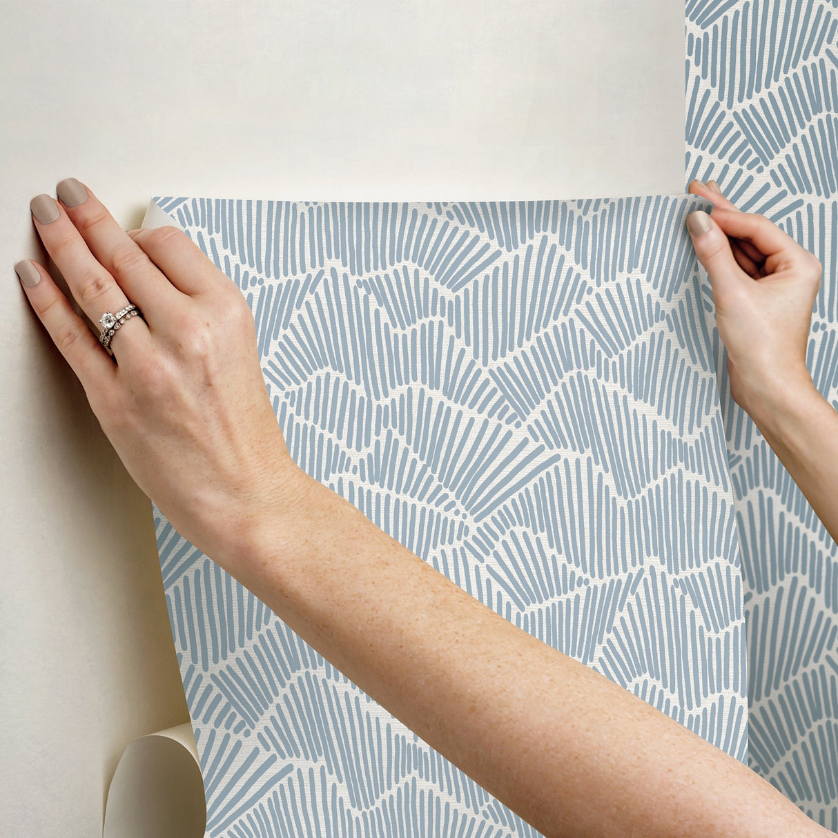 Ridge & Valley Periwinkle Peel & Stick Wallpaper with Modern Geometric Pattern - Brewster ESS6026