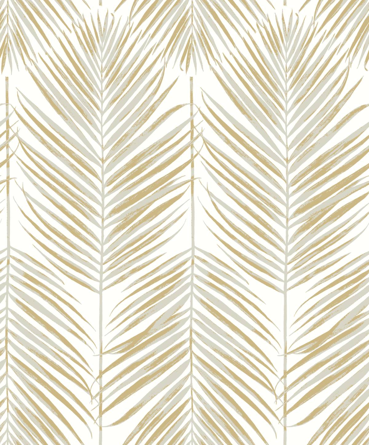 Marina Palm wallpaper in silver and gold metallic palm frond pattern by Etten Studios (ET10710).