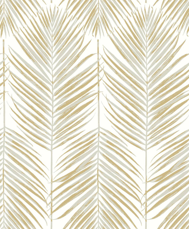 Marina Palm wallpaper in silver and gold metallic palm frond pattern by Etten Studios (ET10710).