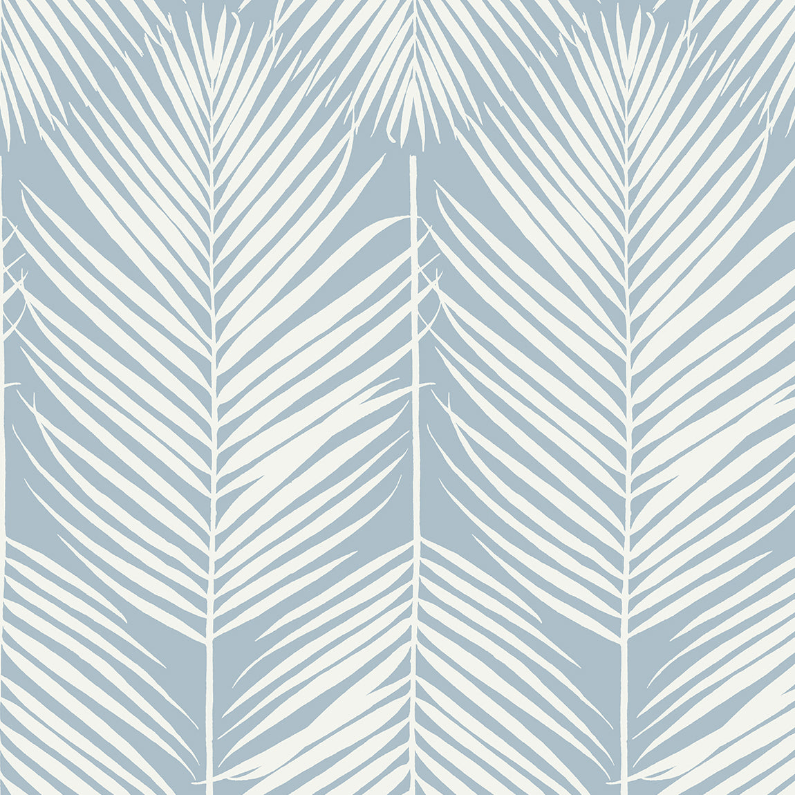 Athena Palm wallpaper in Hampton Blue with white palm fronds.