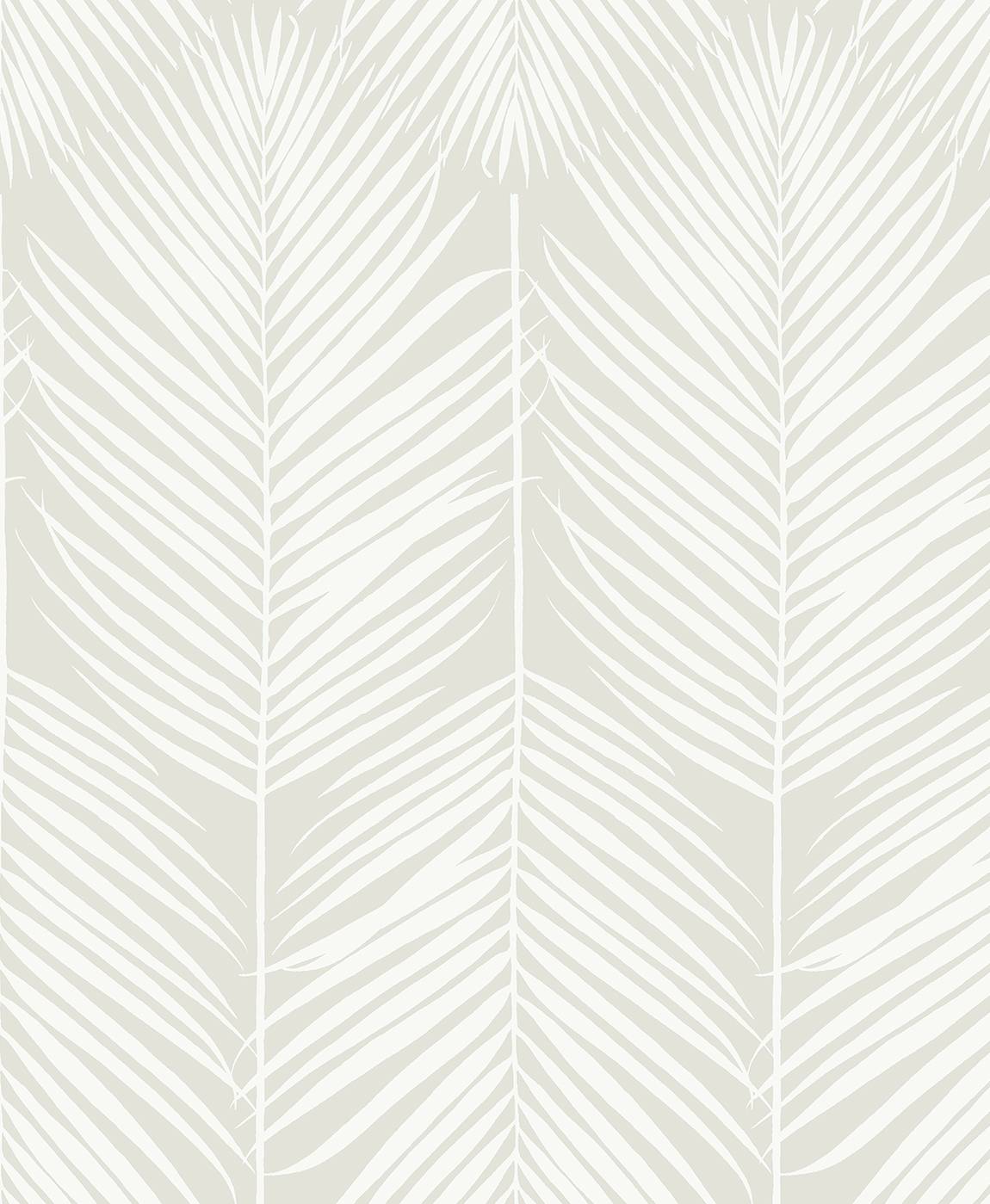 Sea Salt palm frond botanical wallpaper in a matte finish
