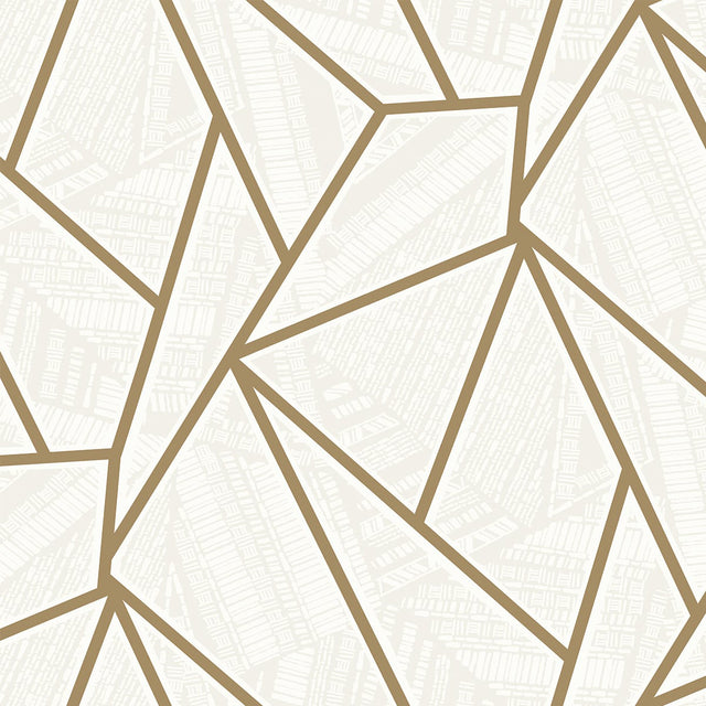 Metro Vector metallic gold geometric linework on a soft morning fog background wallpaper