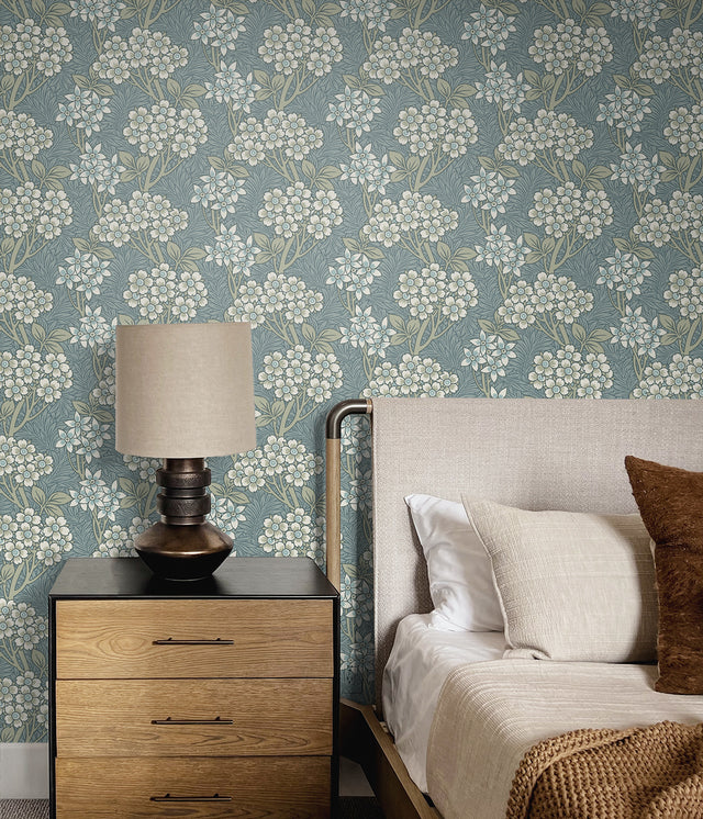Floral Vine Stream Blue & Sage by Legacy Prints Floral Wallpaper – Etten Studios ET12004
