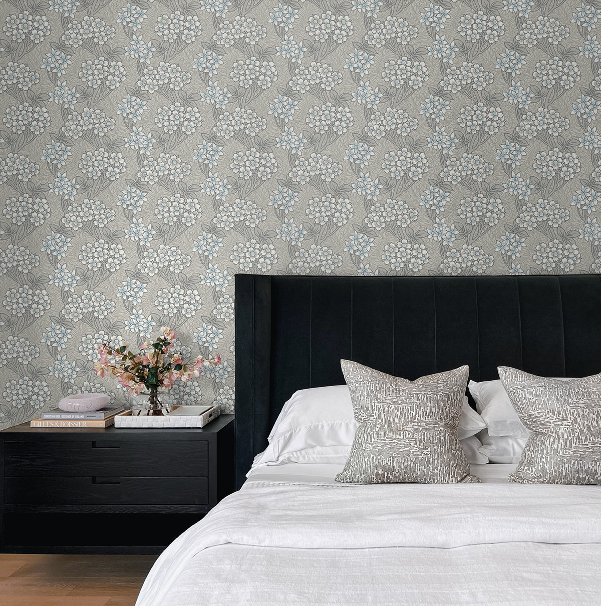 Floral Vine Daydream Grey & Carolina Blue by Legacy Prints Vintage Floral Wallpaper – Etten Studios ET12005
