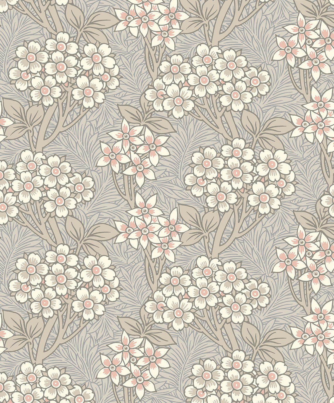 Floral Vine wallpaper in Daydream Grey & Rose Petal with an allover vintage floral vine pattern.
