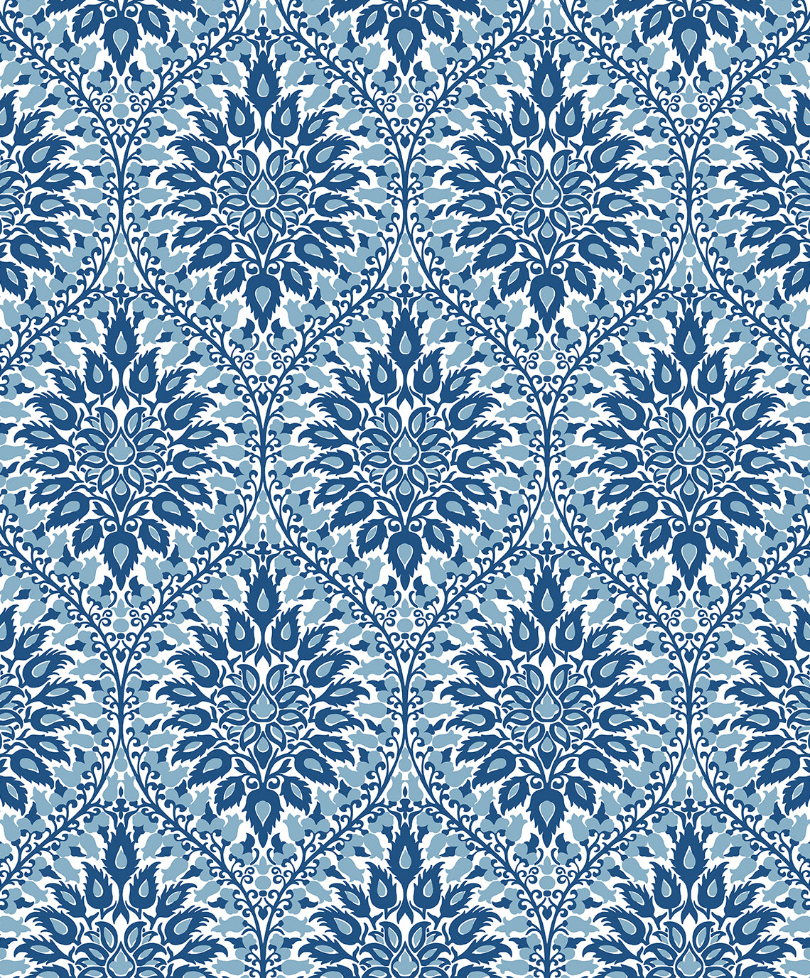 Luna Ogee wallpaper in Lakeside blue ogee pattern