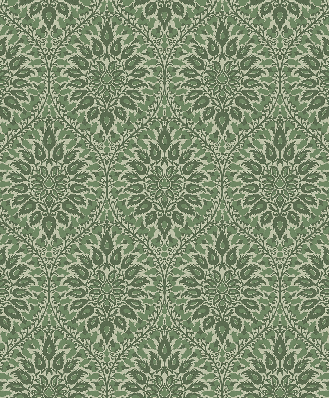 Green fern ogee vintage wallpaper pattern