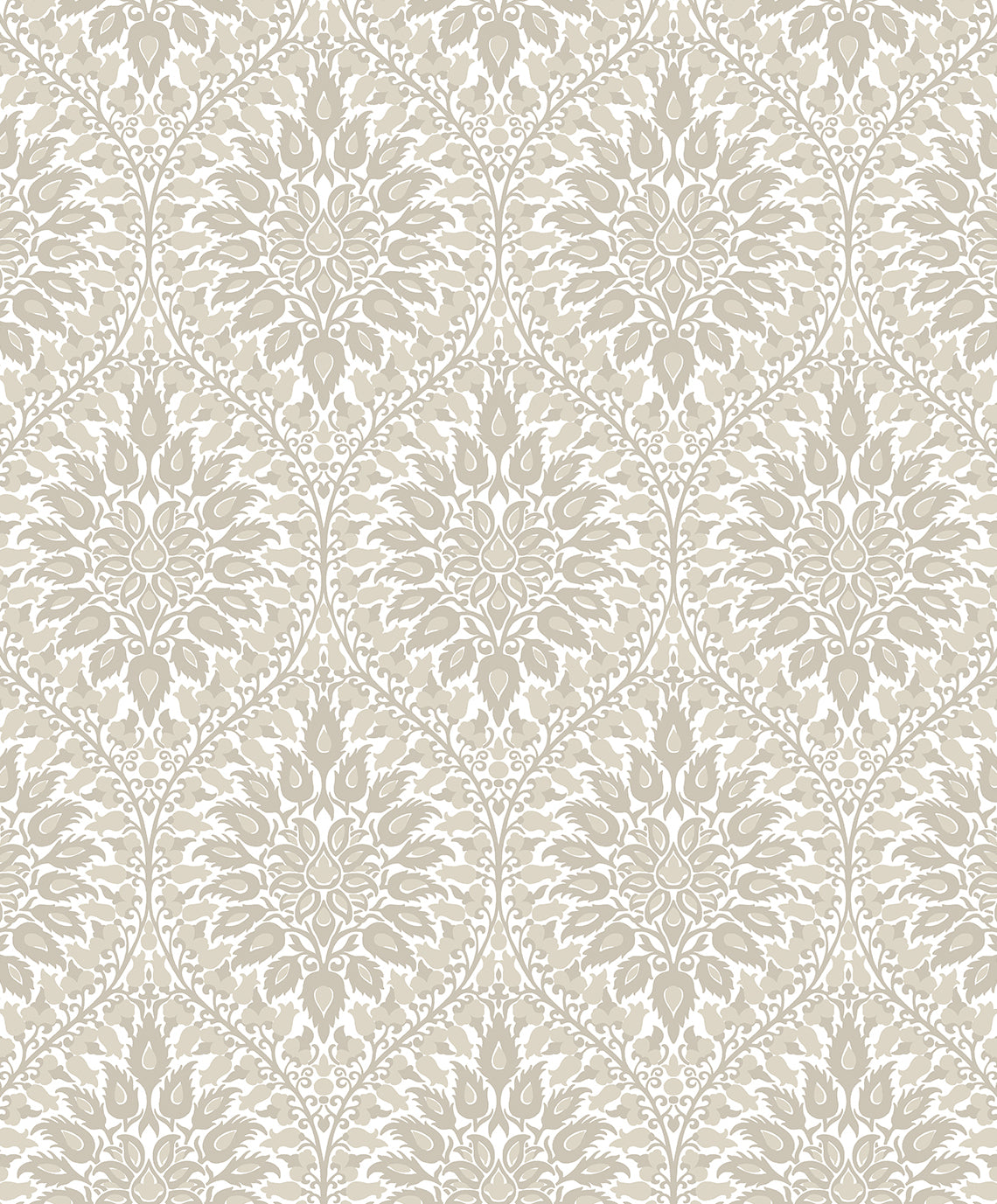 Luna Ogee Natural Cream vintage ogee wallpaper pattern in a matte finish