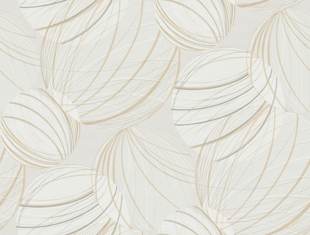 Floating Lanterns Blonde Wallpaper with Metallic Geometric Lantern Motif - York EV3906