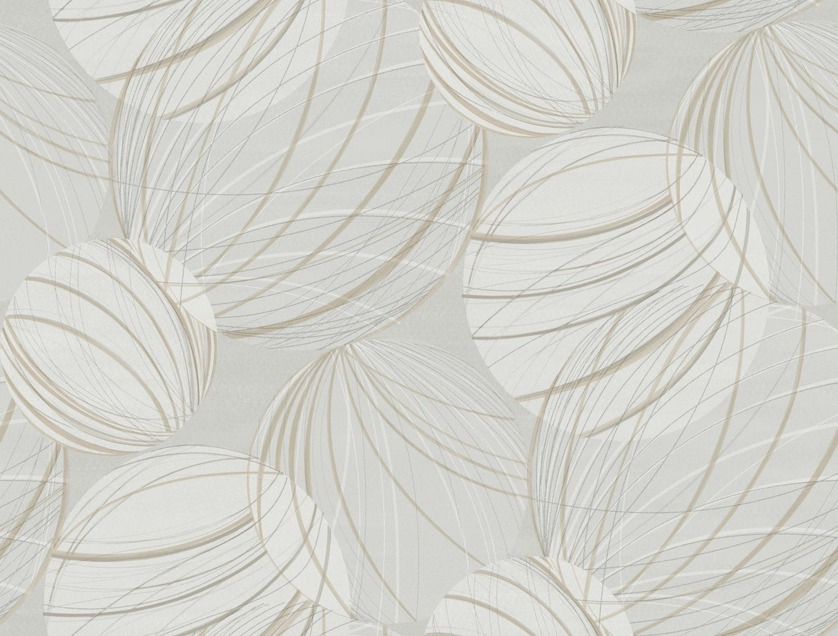 Floating Lanterns Light Grey Wallpaper with Metallic Geometric Lantern Motif - York EV3907
