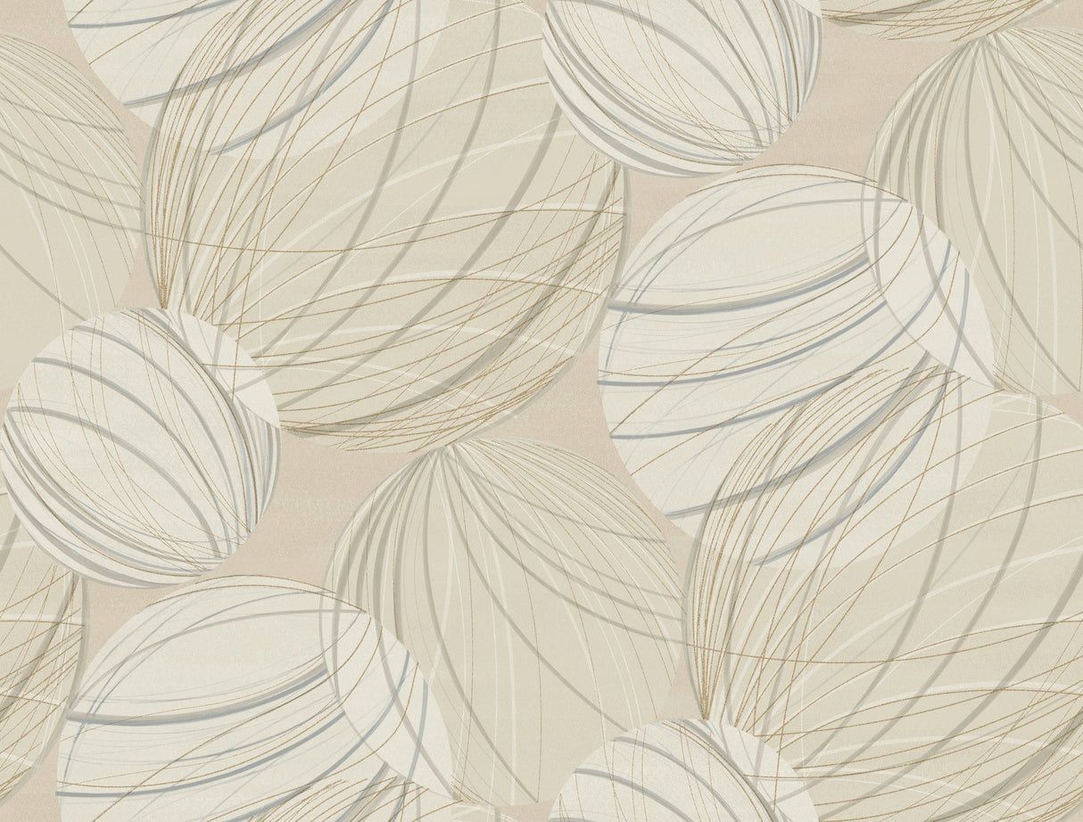 Floating Lanterns Taupe Wallpaper with Metallic Geometric Lantern Motif - York EV3908