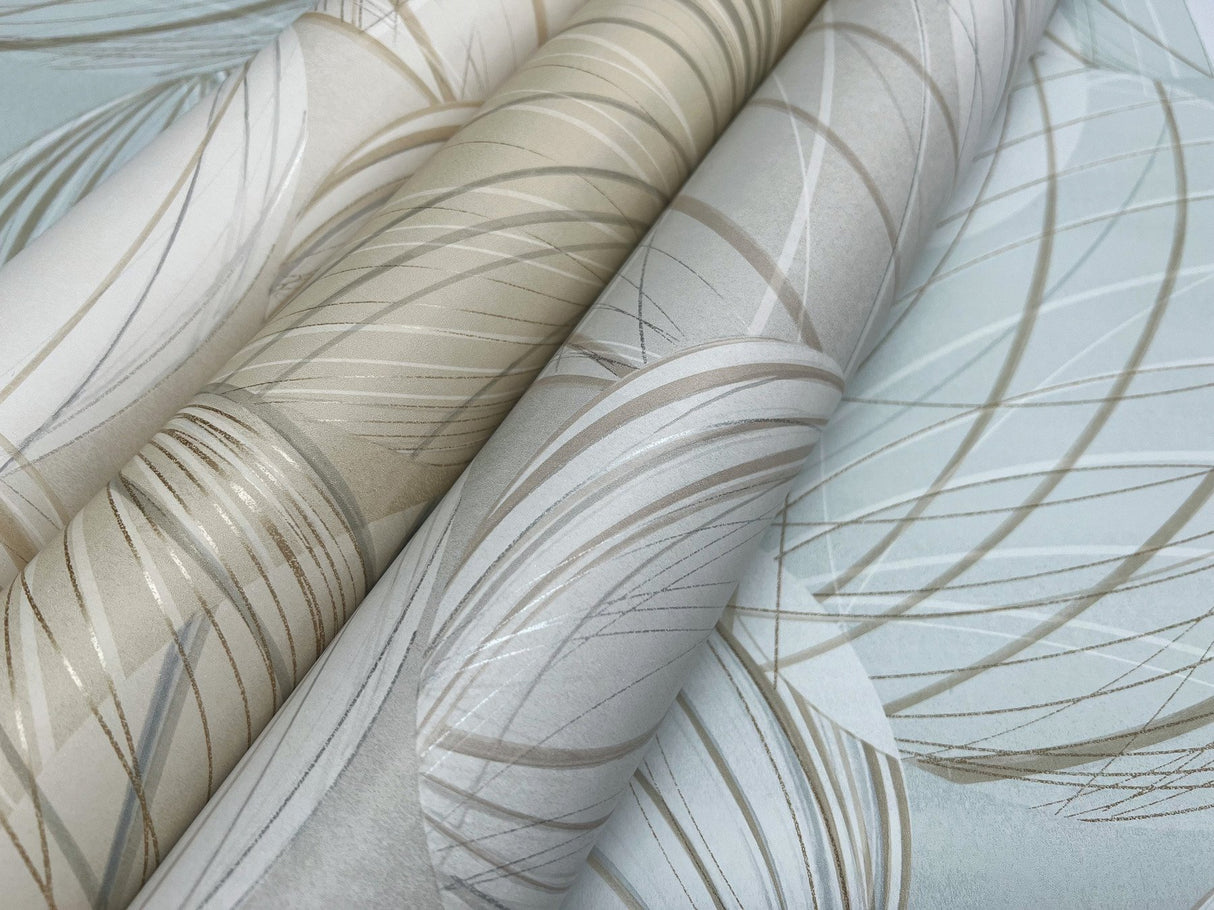 Floating Lanterns Taupe Wallpaper with Metallic Geometric Lantern Motif - York EV3908