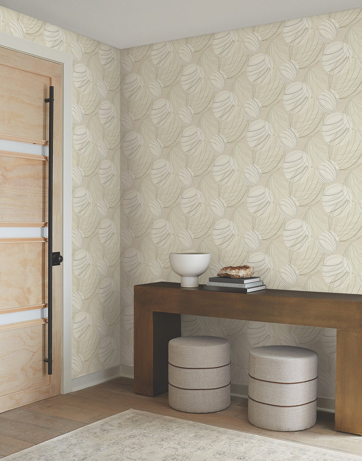 Floating Lanterns Taupe Wallpaper with Metallic Geometric Lantern Motif - York EV3908