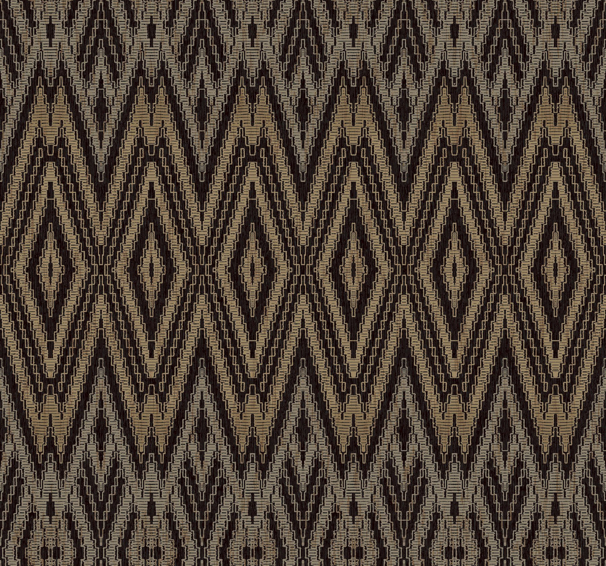 Diamond Marquise Black Wallpaper with Ikat Geometric Diamond Pattern - York EV3912