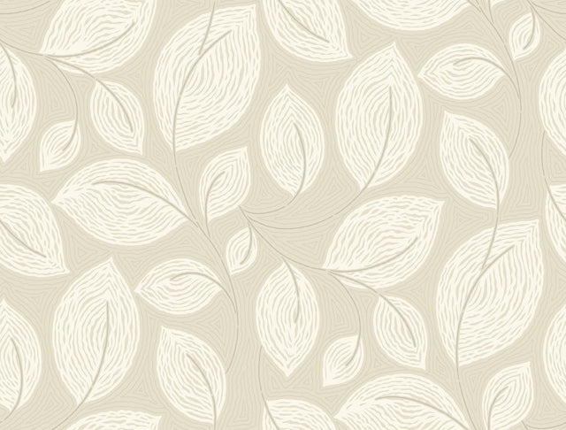 Contoured Leaves Sand Wallpaper with Pearl Surface Print - York EV3923